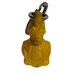 Vintage Tupperware Douglas Dirt Walker Dragon Dinosaur Keychain Yellow 2in